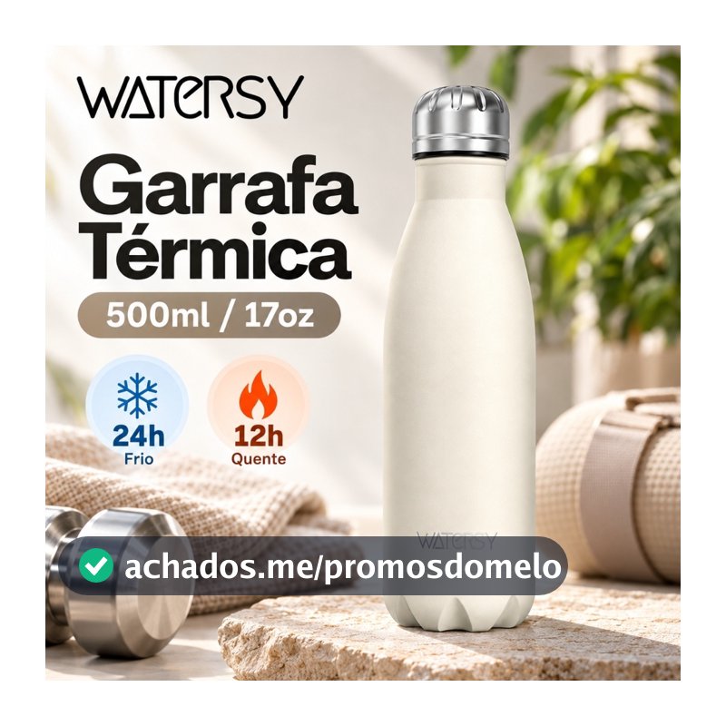 Watersy Garrafa térmica 304 Aço Inox Portátil garrafa de água 500ml Inox Colorida Academia Escola Trabalho Escritório