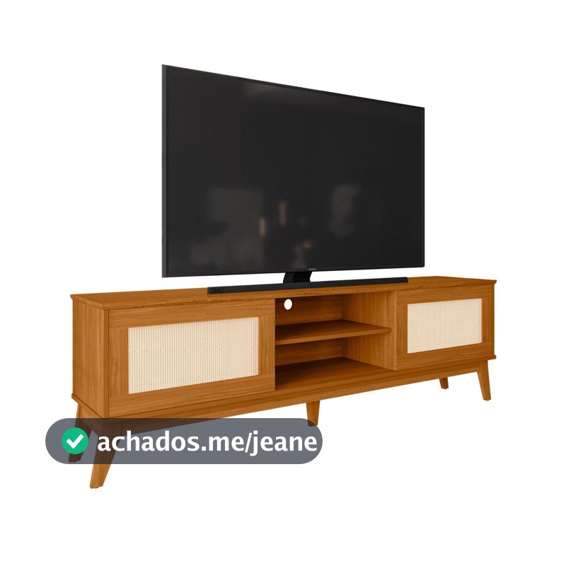 Rack Bancada Para TV Até 65 Polegadas 1,80m 2 Portas Com Tela Rattan Cedro Cairo EDN
