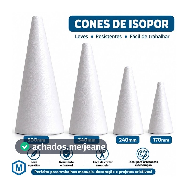 Cone De Isopor Maciço - Decoração Natal Festa Artesanato - 170MM 240MM 340MM OU 500MM