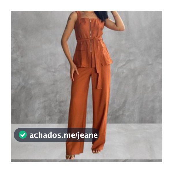 Conjunto Feminino Marrant Colete com Ziper cinto  e Calça