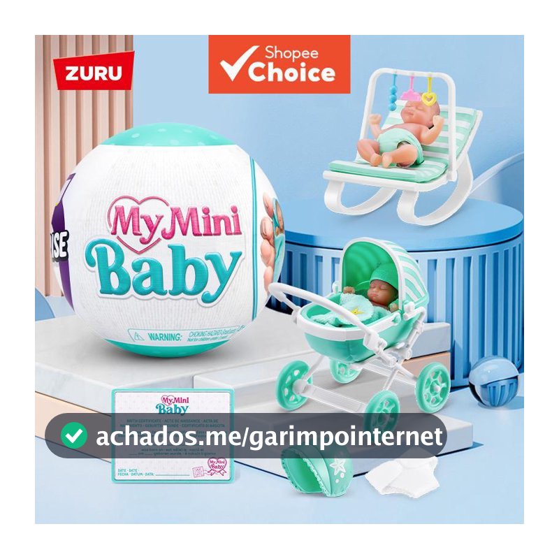 ZURU My Mini Baby conjunto de boneca surpresa | carrinho de bebê multicolorido com bolinhas + canguru de unicórnio +
