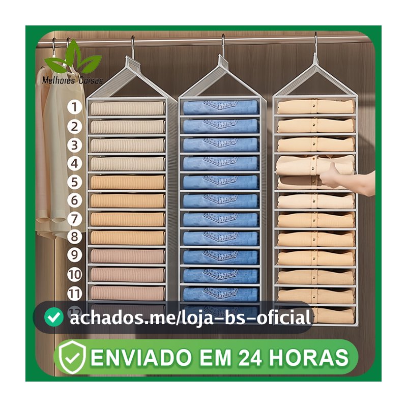 12 Nichos Organizador de Guarda-Roupa Suspenso Colmeia Vertical para Calças e Roupas