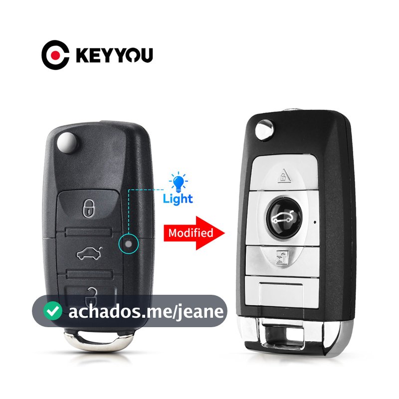Chave Remota Para Volkswagen G5 Polo Fox Voyage Gol Passat Touran Jetta Seat Skoda 3 Botões
