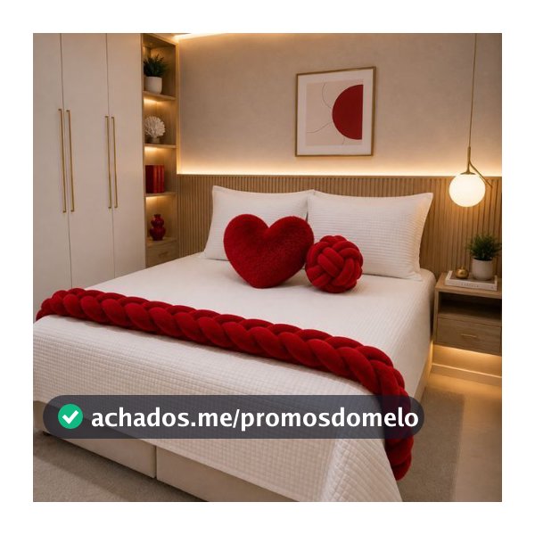 Kit 3 Peças Peseira Trança + Almofada Nó + Almofada Coração em Pelúcia