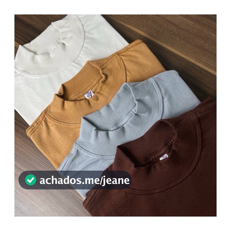 Tshirt Gola Alta Feminina Lisa 100% Algodão Blusa Casual Estilosa