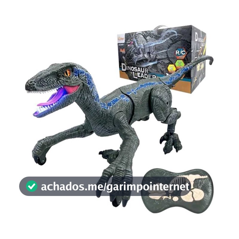 Dinossauro Brinquedo Controle Remoto Dino Velociraptor Anda Som