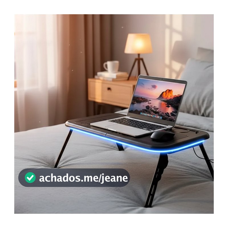 Mesa para Notebook Oberon OR-SP245 com Cooler Regulagem de Altura Dobrável Ajustável Ventilada Ideal Estudo Trabalho