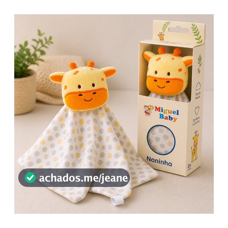 Naninha Antialérgica para Bebê com Prendedor de Chupeta Paninho de Bichinho Soft Menino e Menina