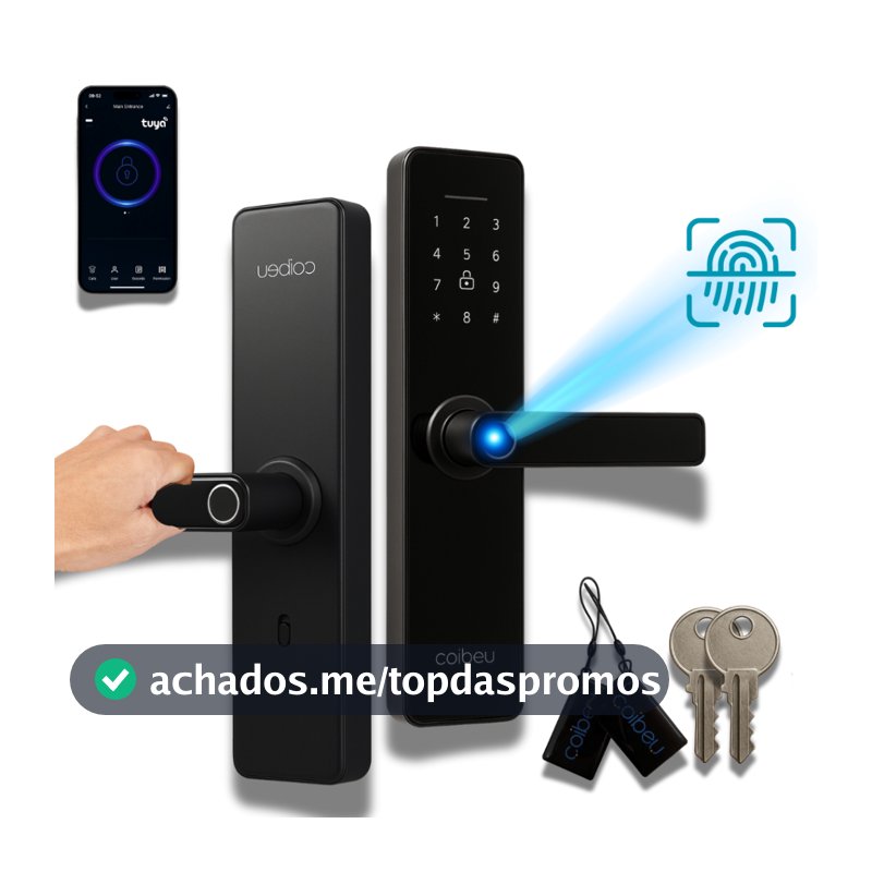 Fechadura Eletrica Eletronica Digital 5 Em 1 Porta Trava Biometria Bluetooth Senha Touch Biométrica