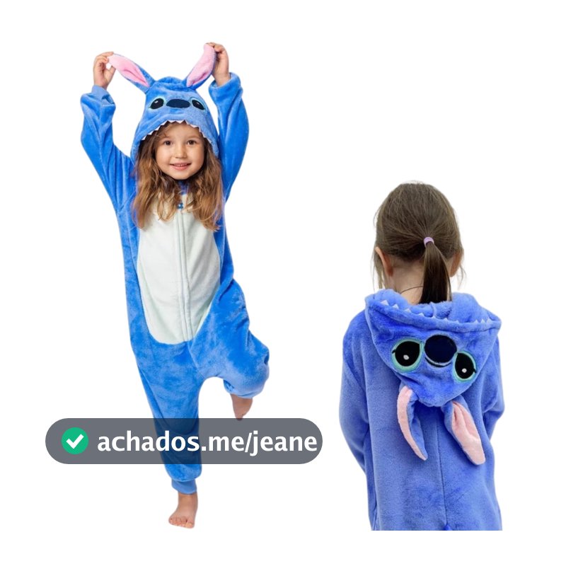 Pijama Macacão Stitch menino Menina Infantil Kigurumi De Pelúcia Com Zíper