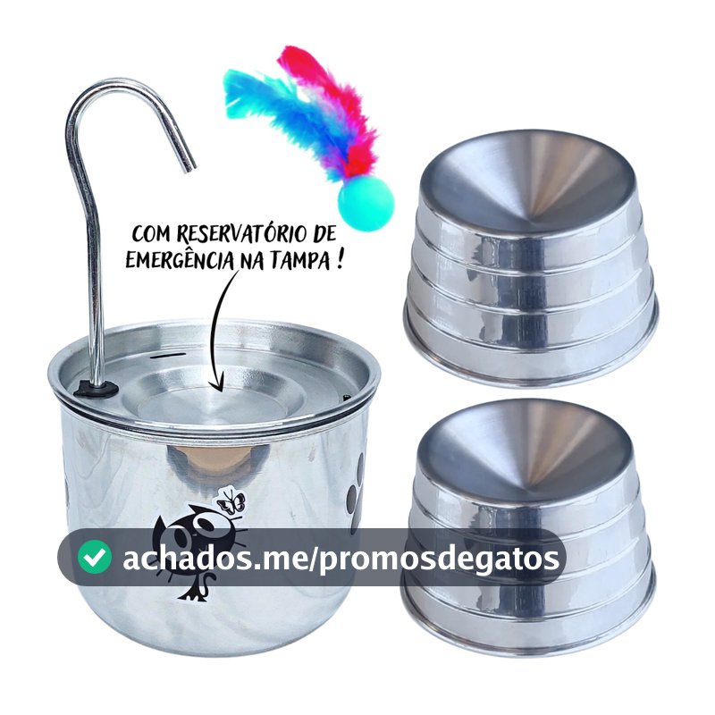 Bebedouro Para Gato + 2 Comedouros Ergonômico - BIVOLT