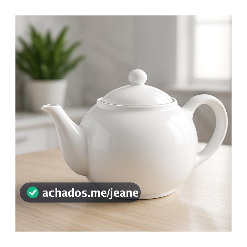 Bule Porcelana Branca 500ml Com Tampa e Alça Microondas Lava Louças Chá Café Chocolate Quente