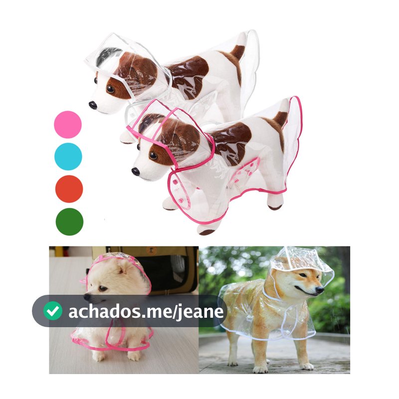 Capa de Chuva Pet Impermeável Proteção Cachorro Grande Médio Pequeno Porte Passeio Chuva LR-0180