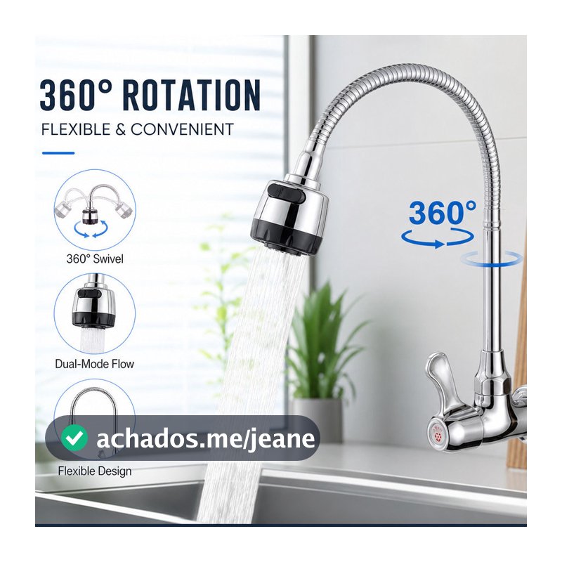 Torneira com chuveiro com rotação de 360° Cozinha Luxo Parede Promoção
