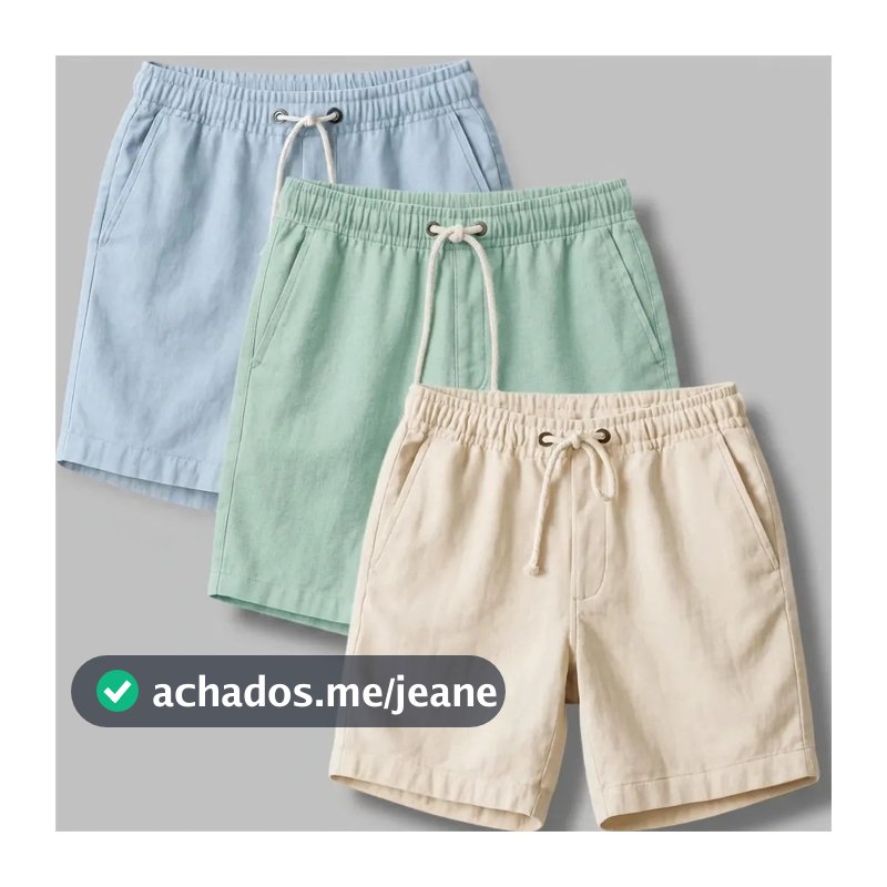 Kit 3 Shorts Masculino Bermuda Linho Verão Envio Imediato Confortável