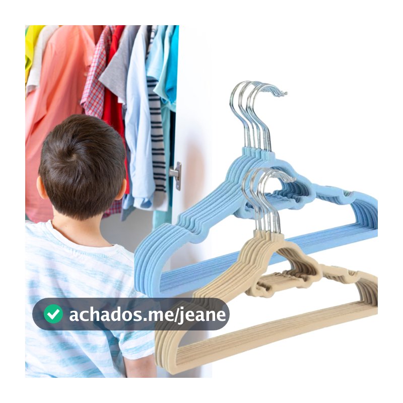 Kit Luxo 40 Cabides Infantil Carrinho – Azul / Off White | Closet de Bebê Elegante