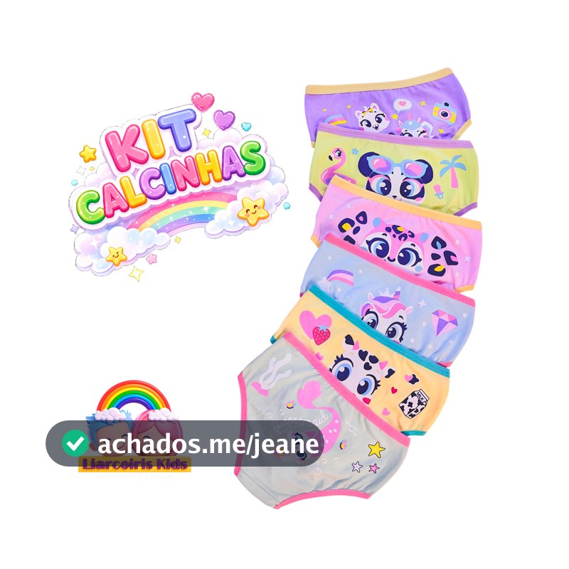 Kit 2, 3 ou 5 Calcinhas Infantis Menina em Cotton  Estampadas Cintura Alta | Forro 100% Algodão, Confortáveis Desfralde