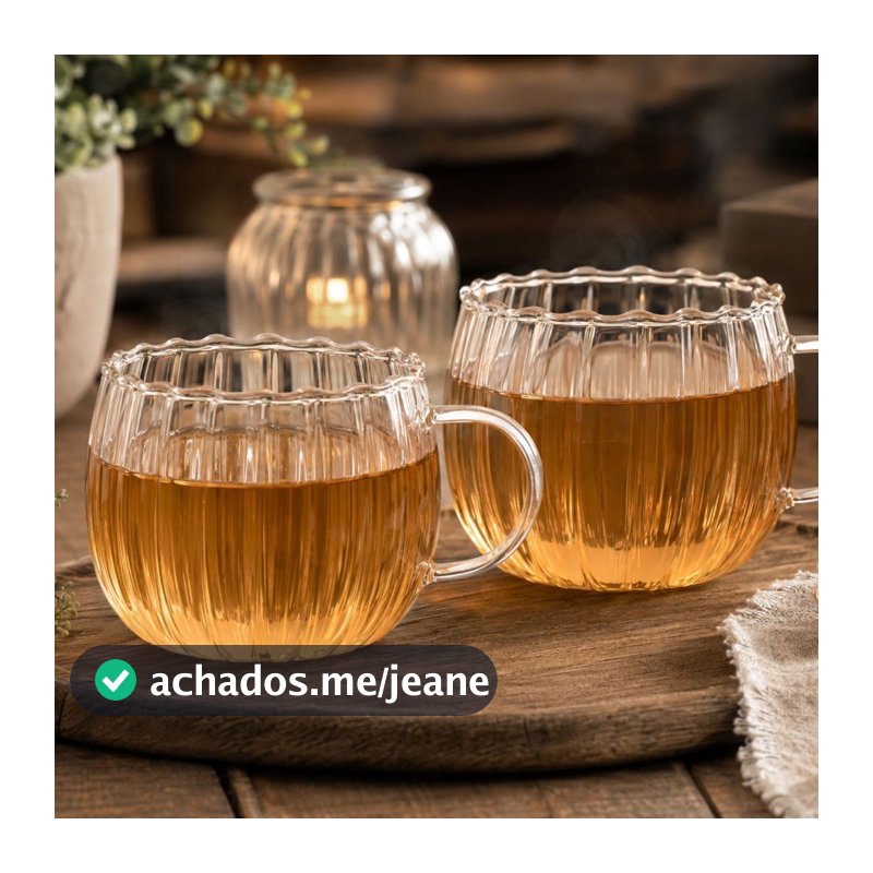Kit 2 Canecas de Vidro Borossilicato 350ml com Alça 26908 - Vencedor