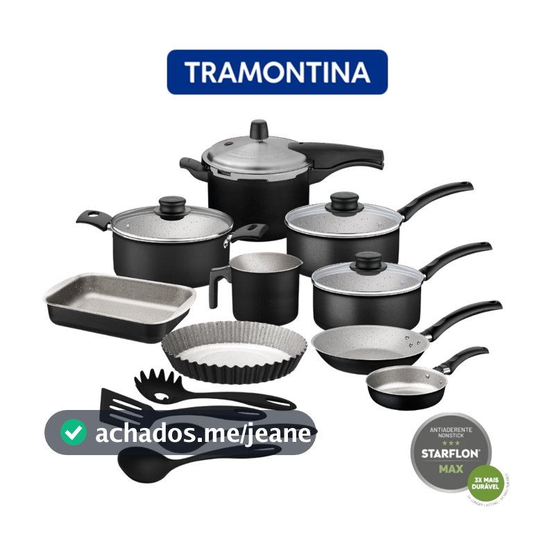 Jogo De Panelas Antiaderente Tramontina 13 Peças Com Panela De Pressão e Utensílios