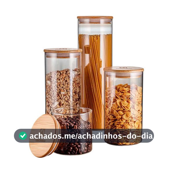 Conjunto Hermético Porta-Mantimento Vidro Electrolux Com Tampa Bambu 4 Peças