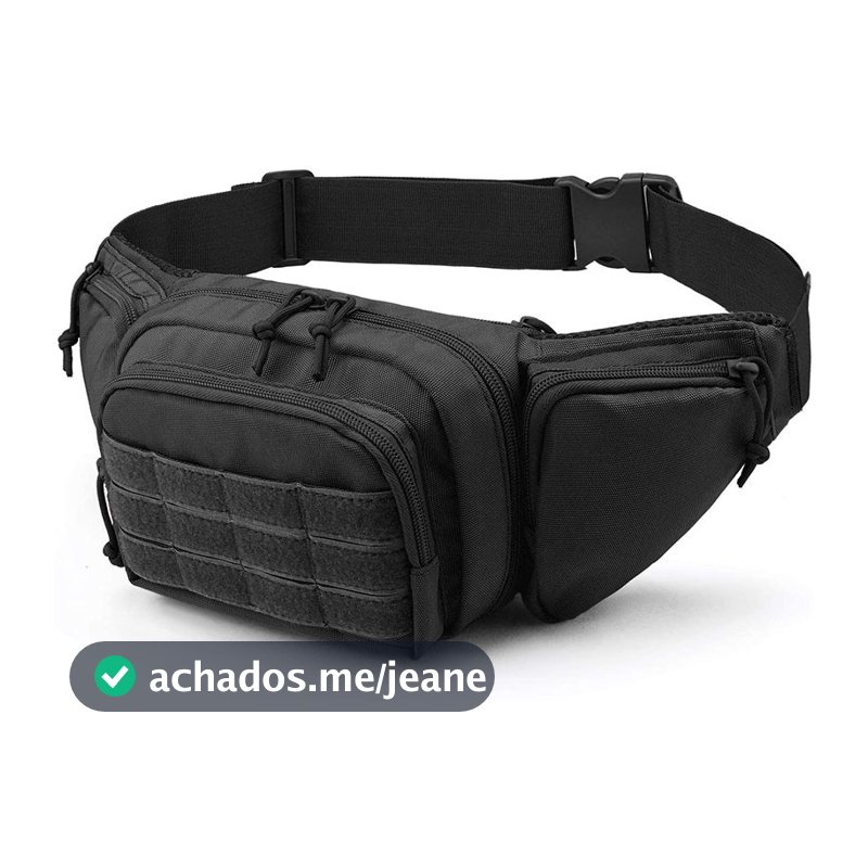 Pochete Tática Airsoft Militar Caminhada Trilha Resistente Preto P08