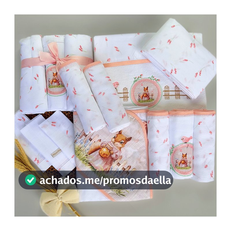Kit 14 Peças Menina Menino Premium Bordado Presente Cores Neutras Personagens