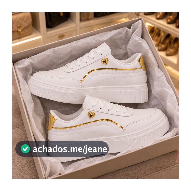 Tênis Feminino Sola Alta Coração Casual Moderno Moda Confortável Promoção Escolar