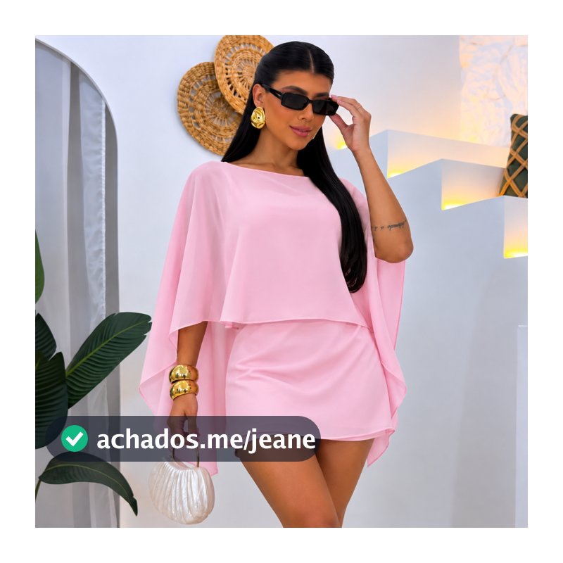 Conjunto VIRGINIA 3 PEÇAS Top , Capa e Short Saia Moderno com Caimento Estiloso no Tecido Duna Elegante.