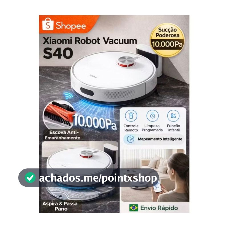 Robô Aspirador Xiaomi S40 10000pa Ultra Potente Bivolt Branc Branco