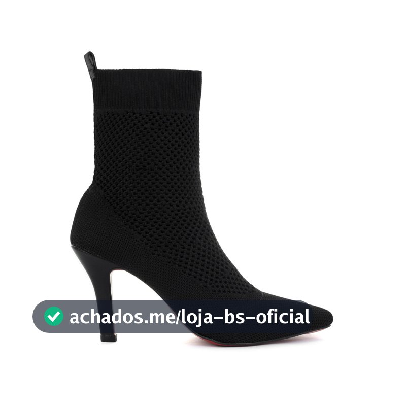 Bota Feminina Meia Salto Alto Agulha Bico Fino, botas de tricô, sapatos da moda Ref: 8044