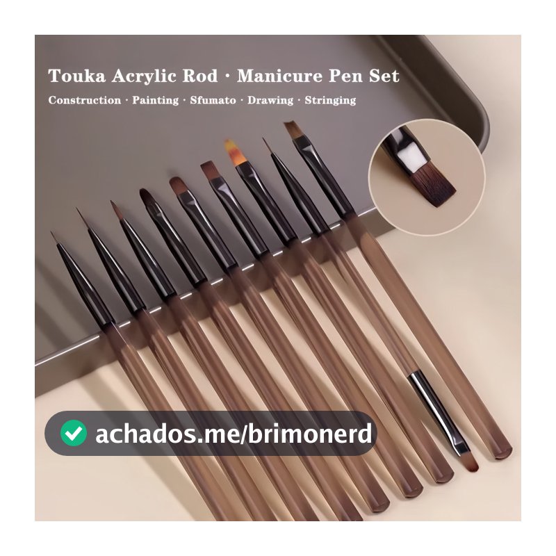 Kit 9 Pincéis Para Arte De Unhas Conjunto De Ferramentas Desenho De Polimento De Gel