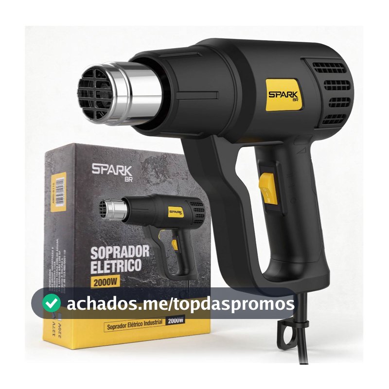 Soprador Térmico 2000W Até 600°C 110V-220V Ar Quente 2 Estágios Temperatura SparkBr Profissional