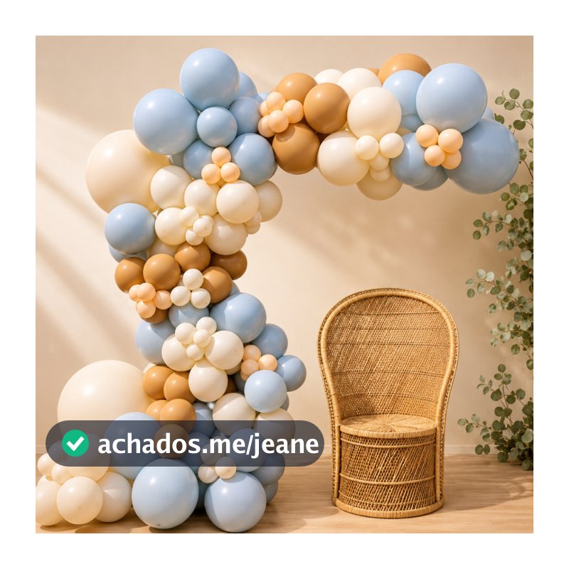 Kit Balão Arco Azul + Marrom + Bege P / Chá de Bebe Menino Revelação.