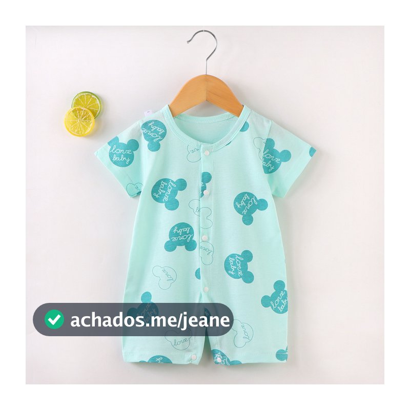 Macacão de manga curta para bebê, roupas para recém-nascidos de 0 a 2 anos, roupas 100% algodão