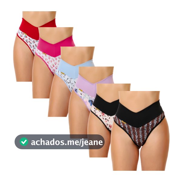Kit 4 Calcinhas Cinta Modeladora Cós Alto Fio Dental Duplo Cintura Alta Conforto.