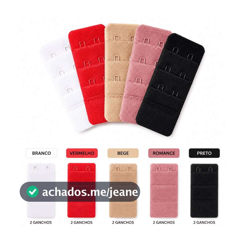 Kit 05 Extensor Prolongador Colchete 3 Fileiras 2 Ganchos 3x2 Para Sutiã Sutien Lingerie Confecção