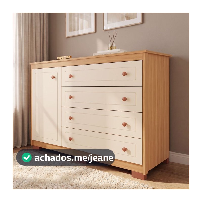 Cômoda Provenza 100% MDF 1 Porta 4 Gavetas