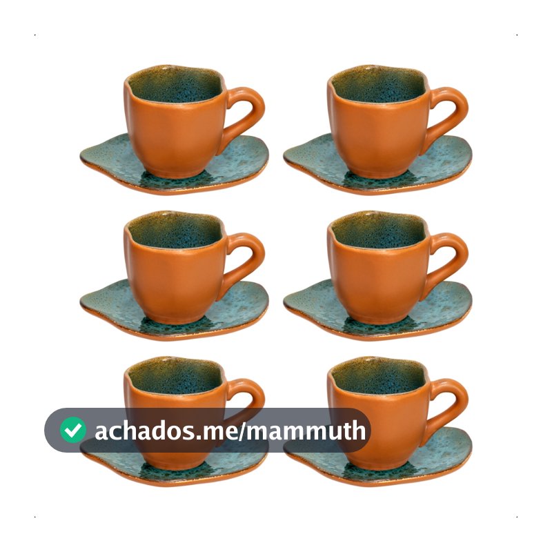 Kit 6 Xícaras De Café E Pires Orgânicos De 180ml Em Cerâmica