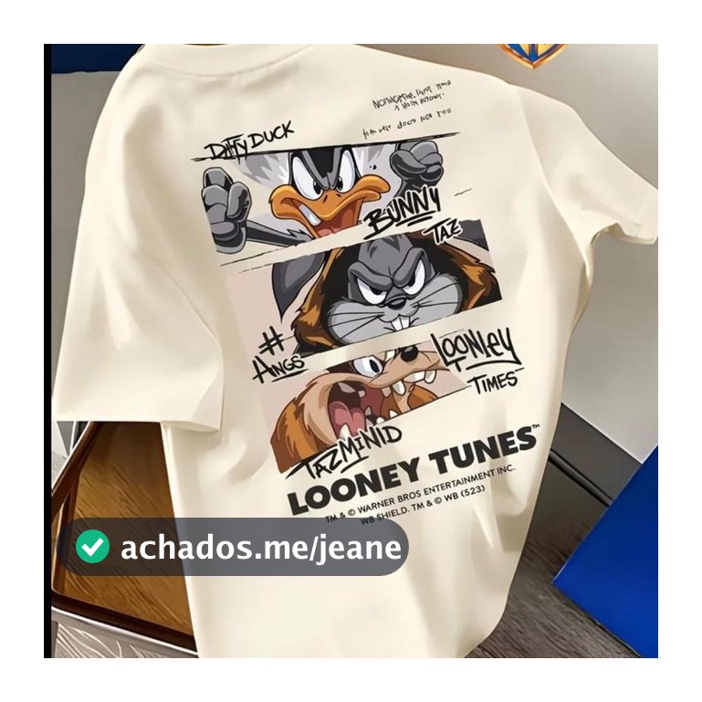 T-shirt Masculina Looney Tunes modelo novo Camiseta Versátil Camisa Tendência Blusa Premium Crt Unissex