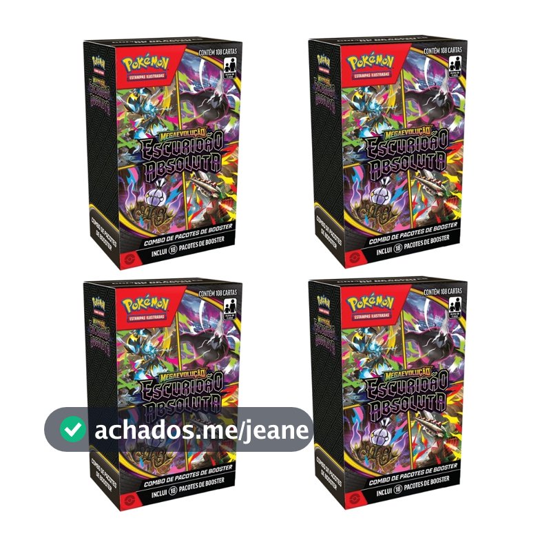 COMBO DE BOOSTER MINI DISPLAY ESCURIDÃO ABSOLUTA MEGA EVOLUÇÃO COPAG CARTAS POKÉMON TCG