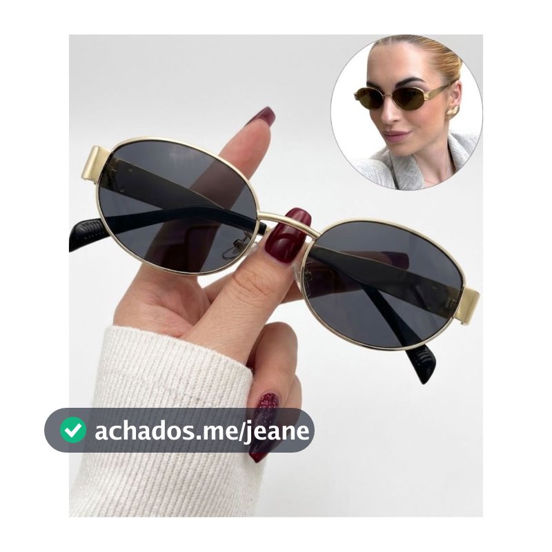 Óculos de Sol Metal Oval Óculos de Sol Vintage Leopardo Feminino Armação Aro Luxo Moda Virginia Proteção UV400