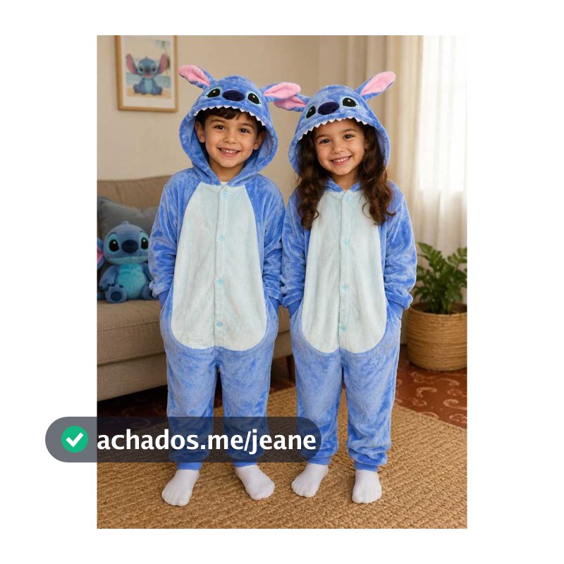 PROMOÇÃO Pijamas Kigurumis Macacão Fantasia Infantil Stitch Unissex