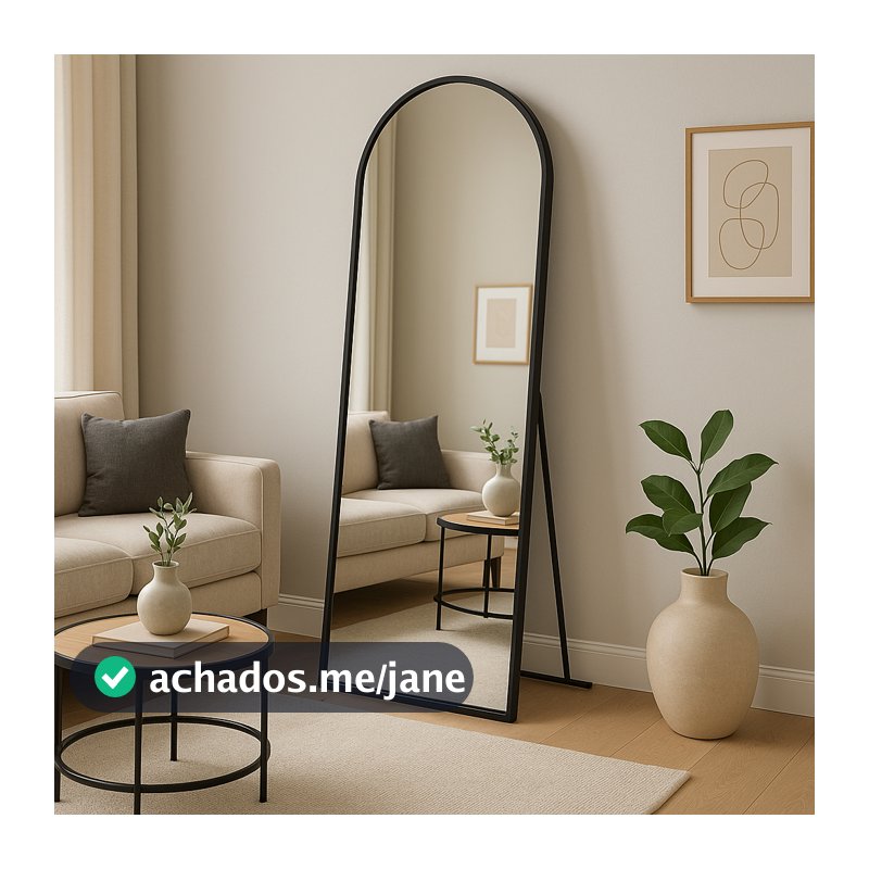 Espelho Corpo Inteiro 40cm x 110cm Grande De Chão Portal Moldura Couro Decoração Sala Loja Closet