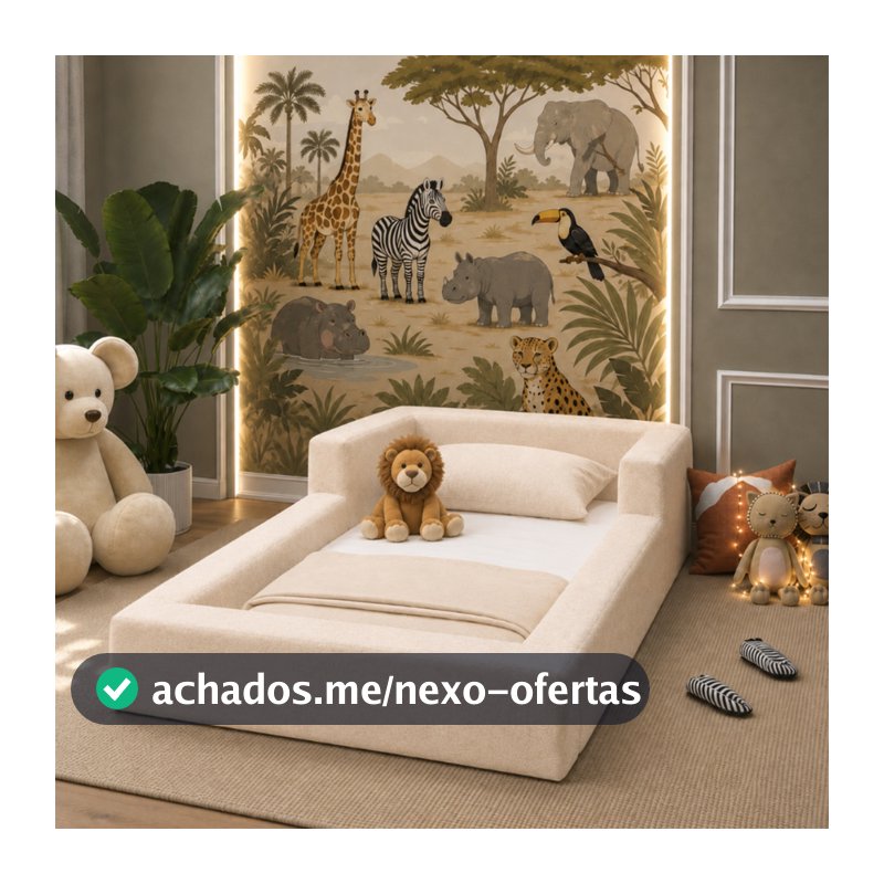 Cama Montessoriana Solteiro Aurora com Colchão Tecido Boucle