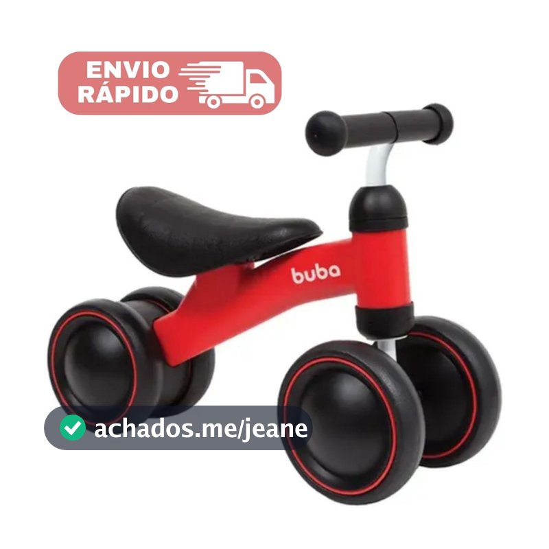 Bicicleta Equilíbrio Infantil Sem Pedal Buba Bebê Andador 1 Ano Estimula Coordenação - VERMELHO