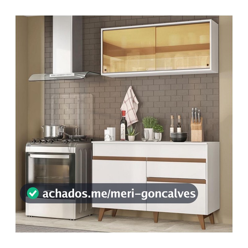 Armário de Cozinha Compacta 120cm Branco Reims Madesa 01