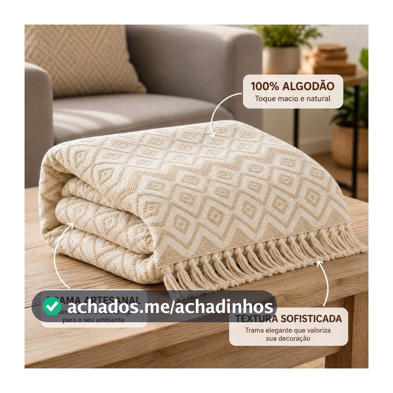 Manta De Sofá Gigante Premium 3,00 x 1,80 M Crochê Artesanal 100% Algodão Envio Imediato