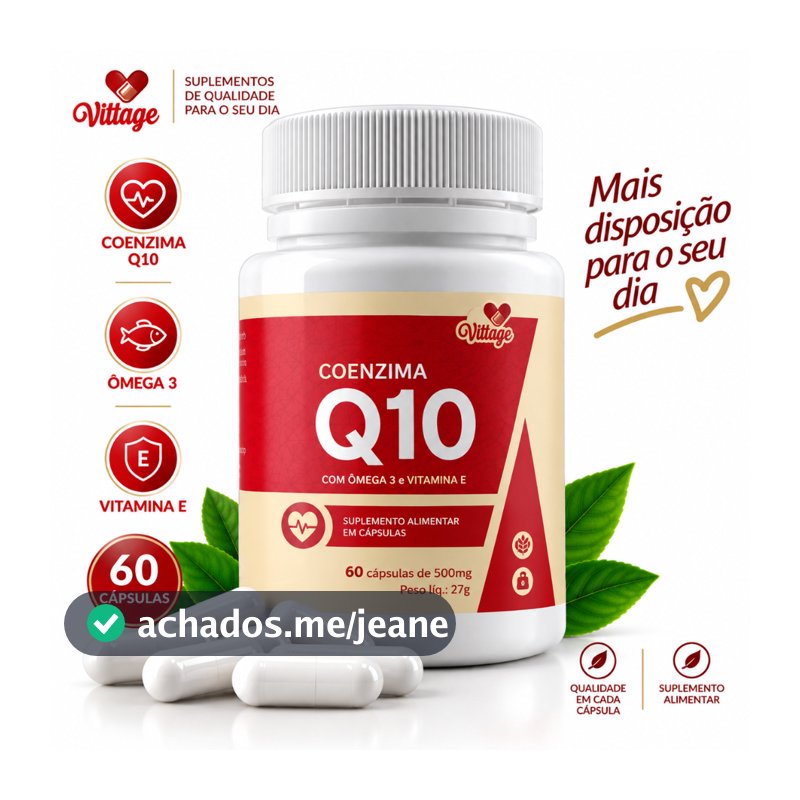 Coenzima Q10 Vittage + Ômega 3 e Vitamina E – 60 Cápsulas