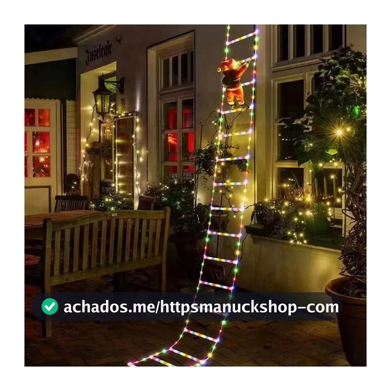 Papai Noel Na Escada Com 162 Led 1.5 Metros Natal Bivolt