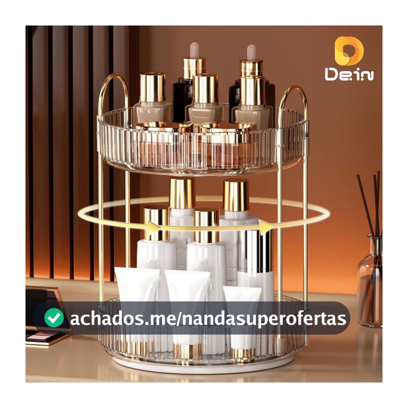 Organizador de Maquiagem Giratório – Suporte Multiuso 2/3 Andares p/ Cosméticos e Perfumes